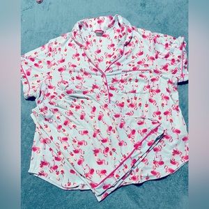 Pink Flamingo/Turquoise Pajama Set 2X